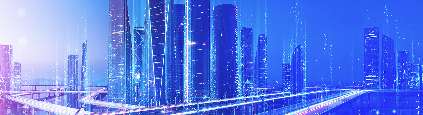 Una città circondata da grattacieli imponenti e luci di sfondo - Lantech Longwave per le grandi imprese